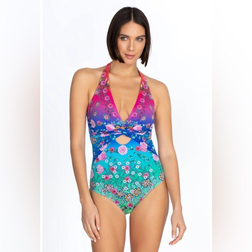 NWT JOHNNY WAS RAINBOW TWIST KEYHOLE ONE PIECE